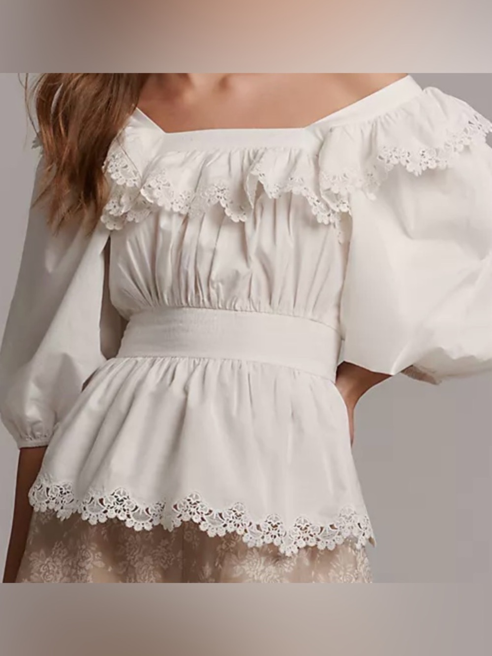 Maeve NWT Peplum Eyelet Blouse. Size M